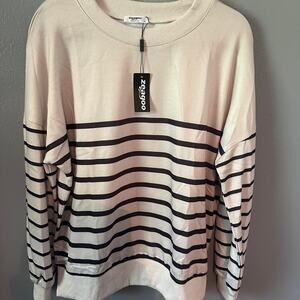 Cream and black striped cotton